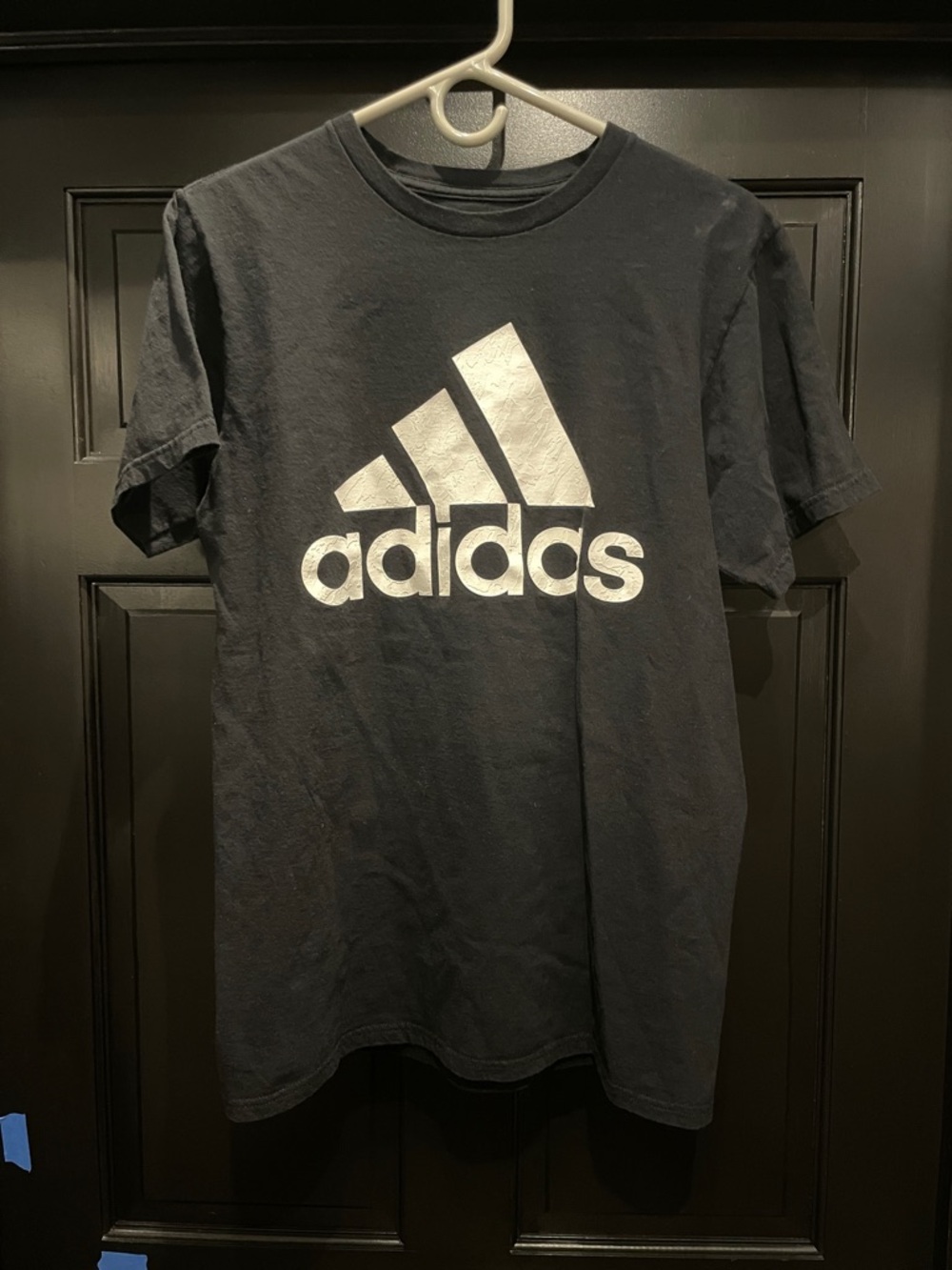 adidas Black Crew Neck Tee with White Logo